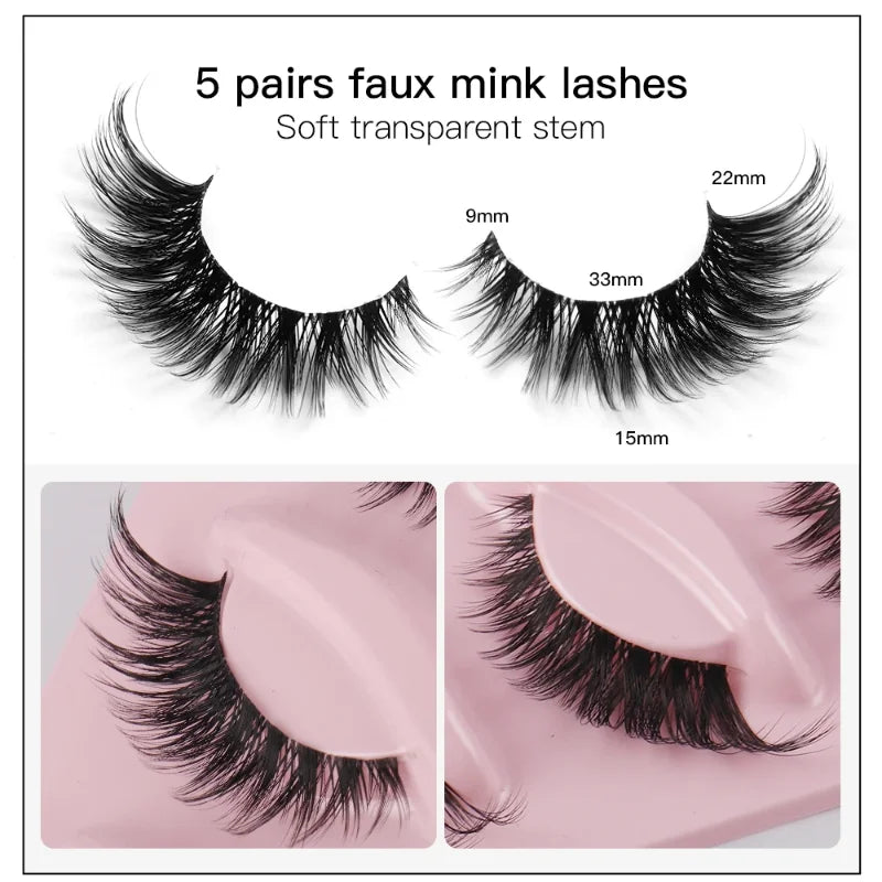 5Pcs Mink Eye Lashes